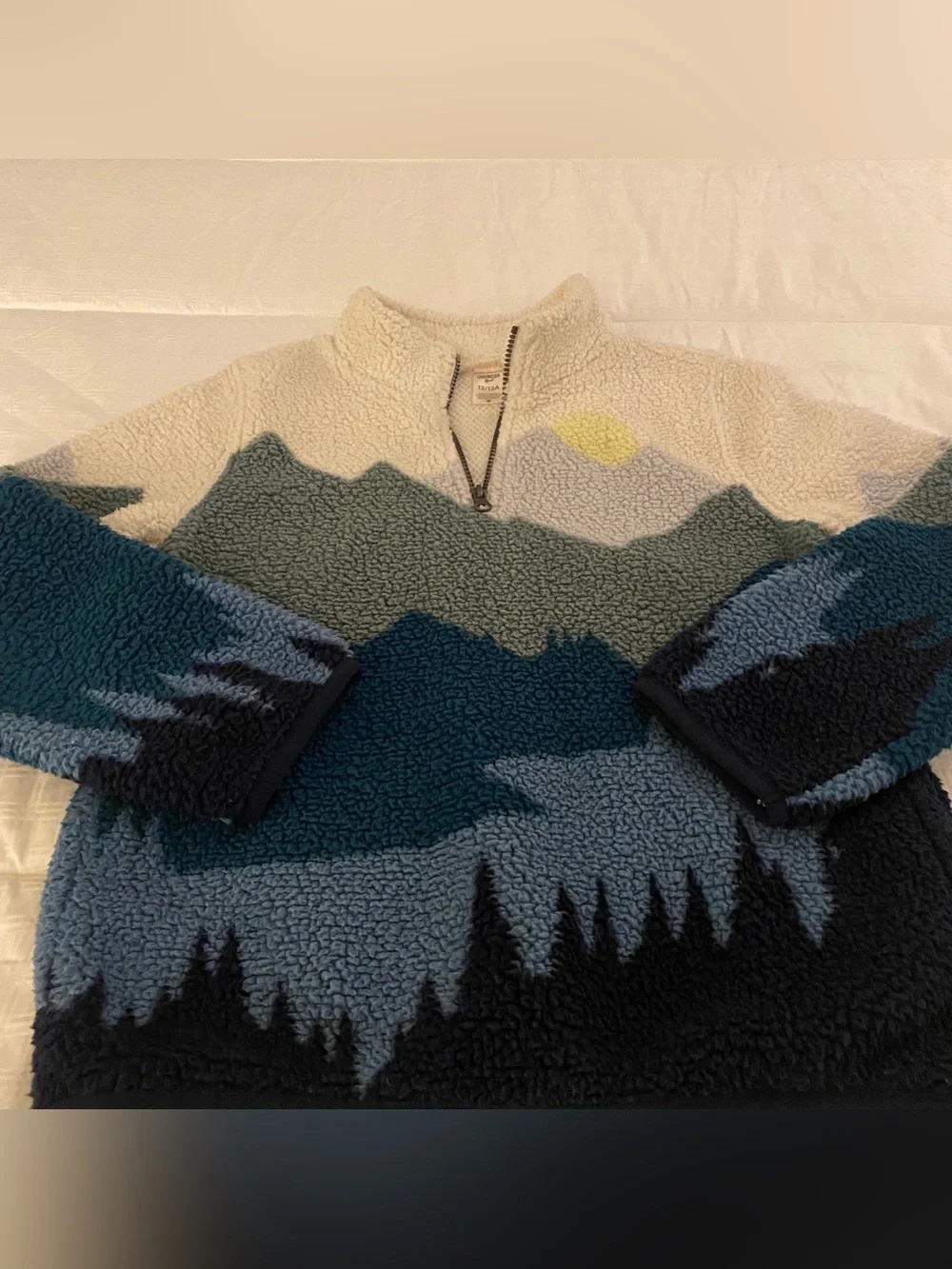 Osh Kosh Fleece Jacket 1Boys 12 Mountains Outdoor Sherpa 1/4 Zip Nubby Casual